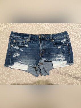 American Eagle Outfitters Light Blue Denim Shorts with Contrast Stitching